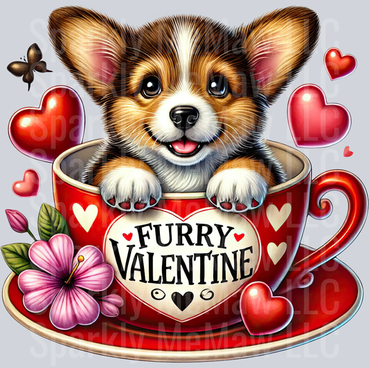 Valentines Cup Puppy  UV DTF Decal 52