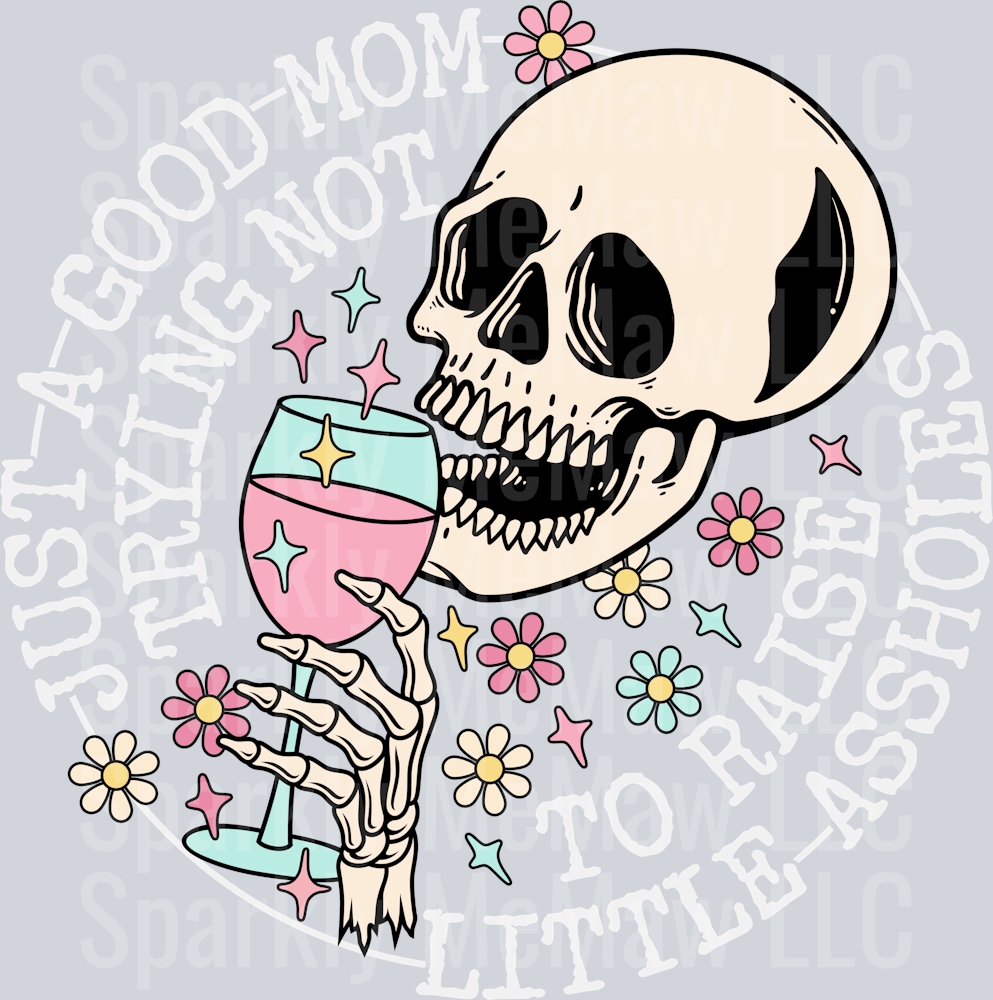 Trying not to raise assholes uv dtf decal (white writing)