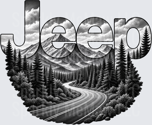 JP Mountain Road Scene DTF Transfer for Fabrics