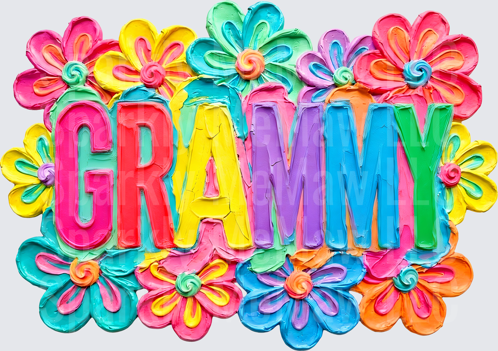 GRAMMY Colorful Floral Rainbow Letters UV DTF Decal