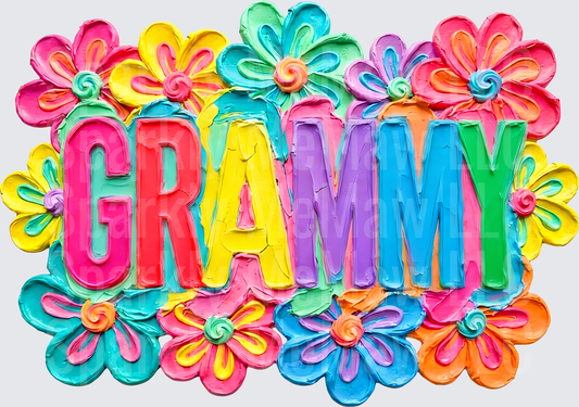 GRAMMY Colorful Floral Rainbow Letters UV DTF Decal