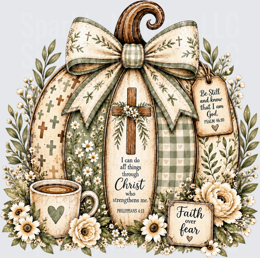 Farmhouse Faith Pumpkin UV DTF Decal