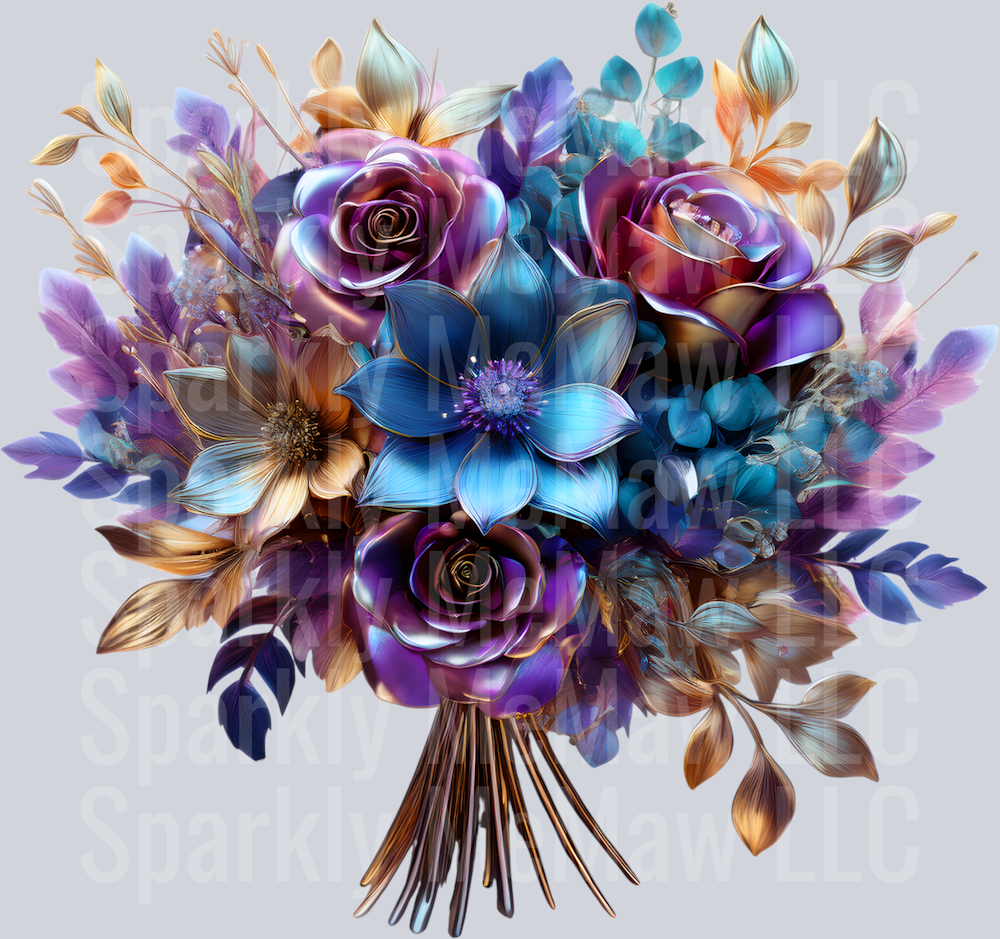 jewel tone floral clipart (86) UV DTF Decal