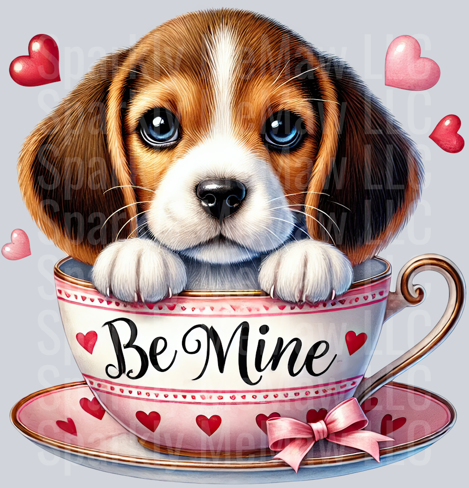 Valentines Cup Puppy 30  UV DTF Decal
