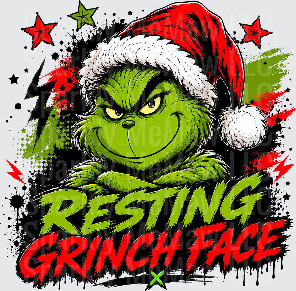 Resting Grinch Face UV DTF Decal