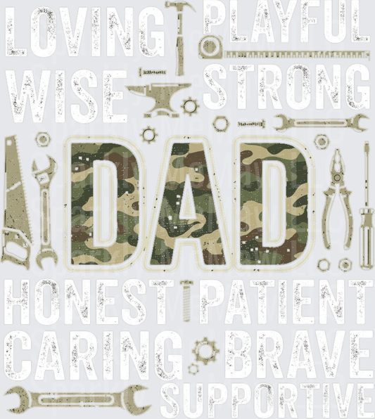 Dad Camouflage Tools Design Father's Day UV DTF Decal