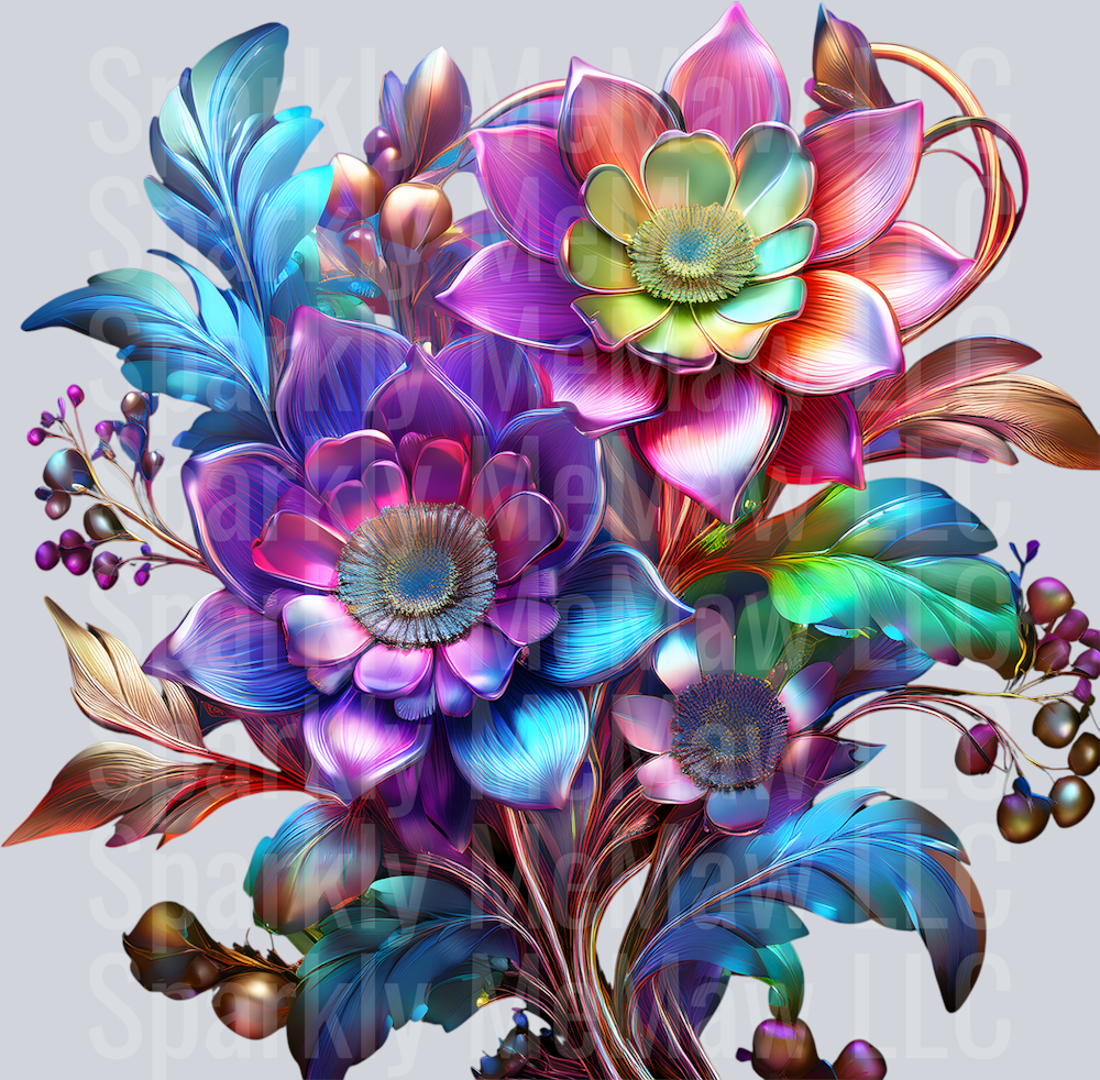 jewel tone floral clipart (32) UV DTF Decal