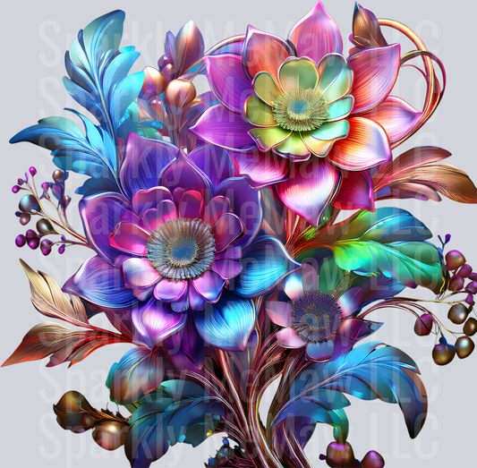jewel tone floral clipart (32) UV DTF Decal