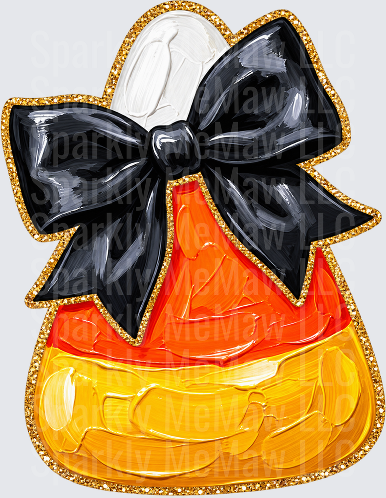 Halloween Candy Corn Black Bow UV DTF Decal