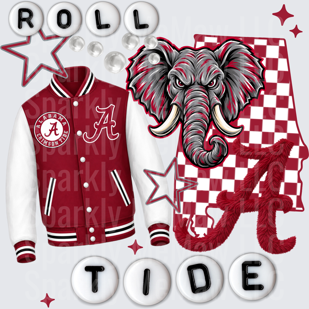 Alabama Crimson Tide Roll Tide UV DTF Decal