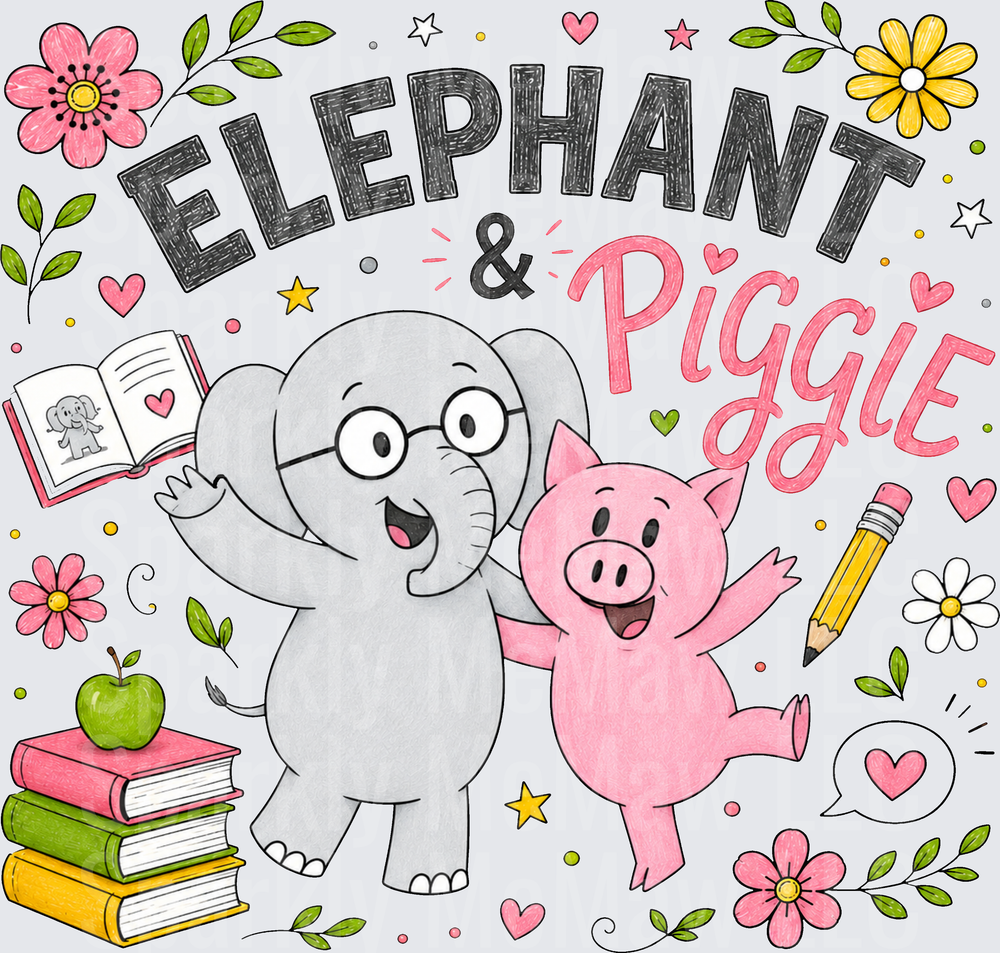 Elephant & Piggie Friends UV DTF Decal