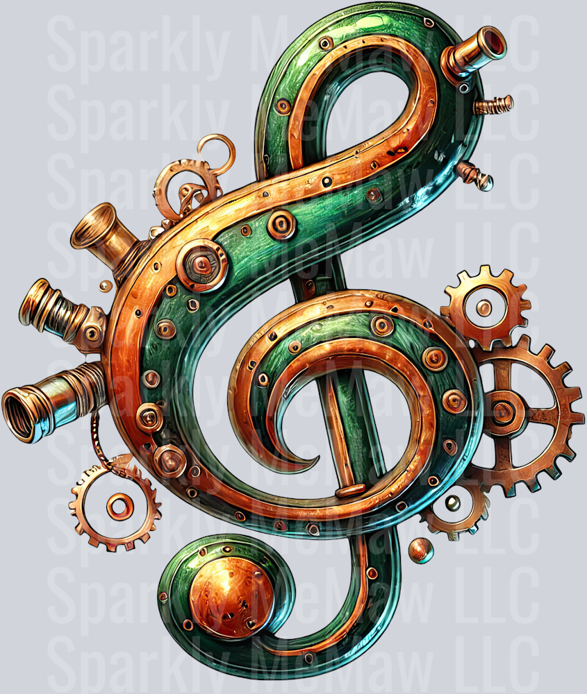 Musical Steampunk UV DTF Clip art Decal 30