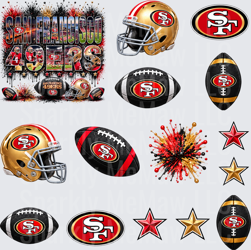 San Francisco 49ers Logo Collection this is a 10 inch cut and stick UV Decal Sheet