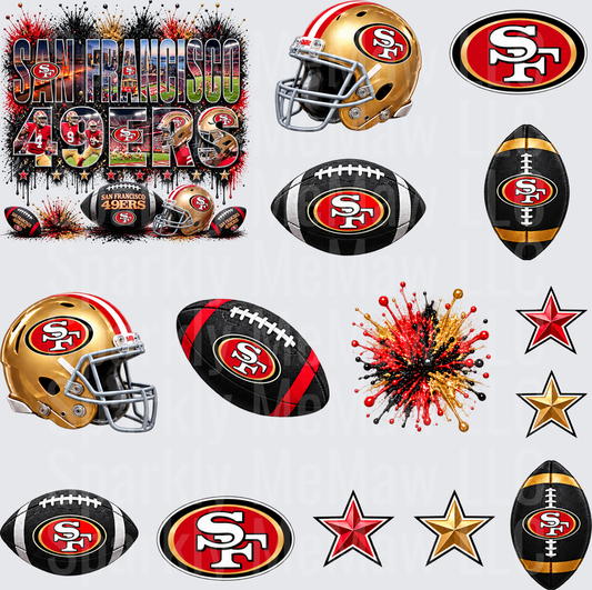 San Francisco 49ers Logo Collection this is a 10 inch cut and stick UV Decal Sheet