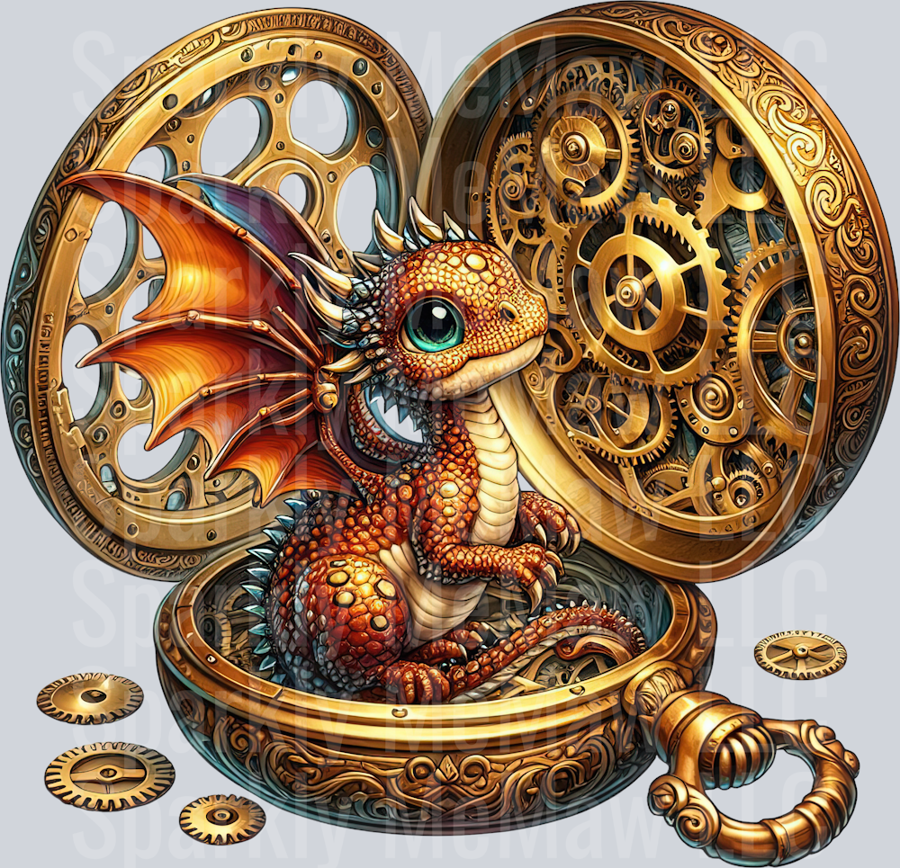 81 Steampunk Dragon UV DTF Clip Art Decal