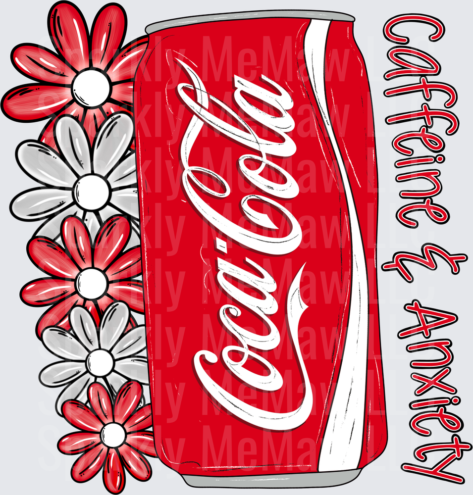 Coca-Cola Can with Red and White Daisies UV DTF Decal