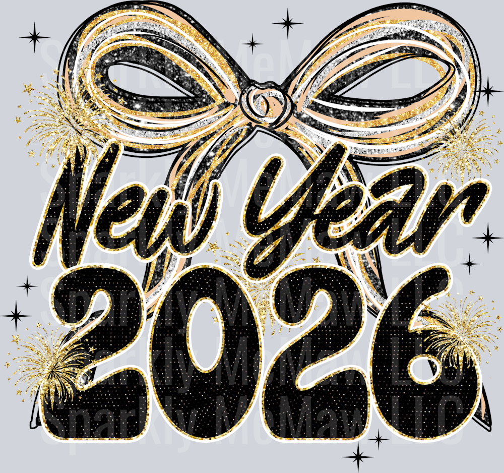 New Year 2026 Bow DTF Transfer (Fabrics)
