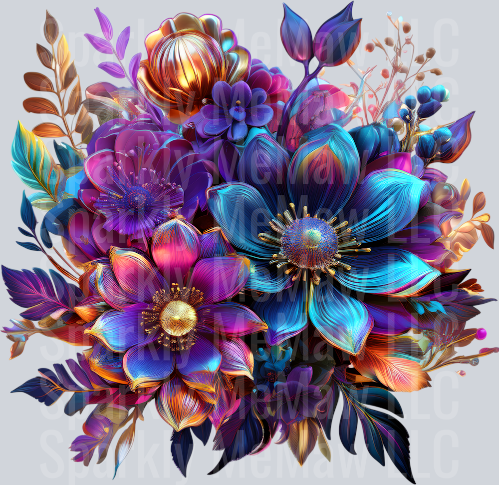 jewel tone floral clipart (135) UV DTF Decal