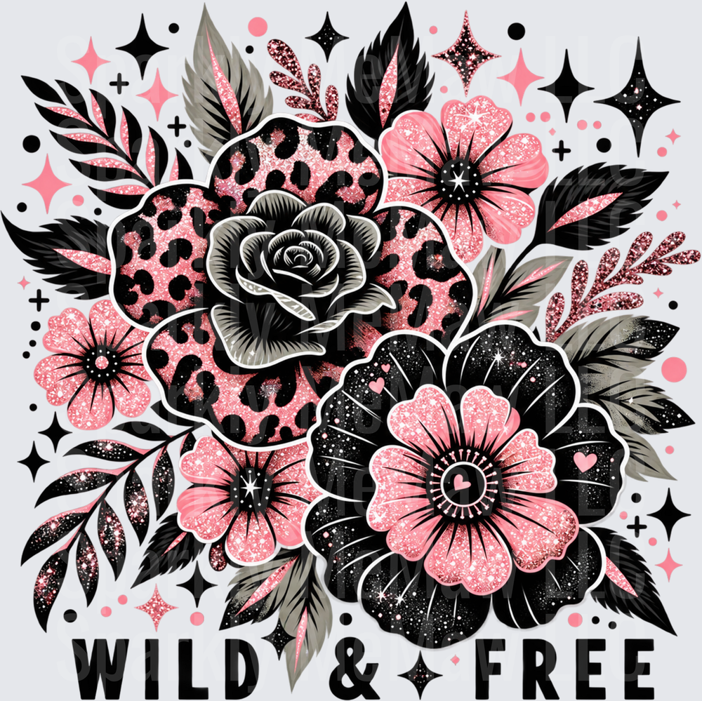 Wild & Free Floral Glitter Bouquet UV DTF Decal