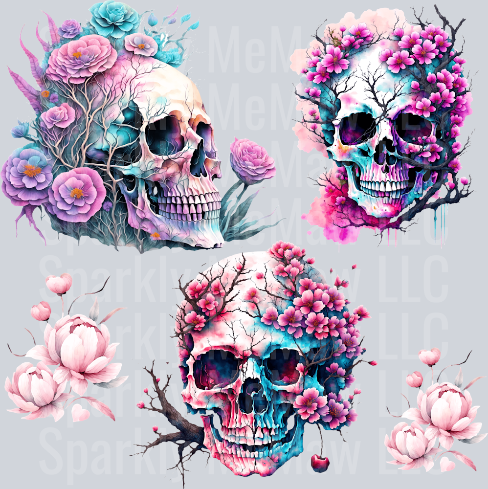 Flower Skulls 10x10