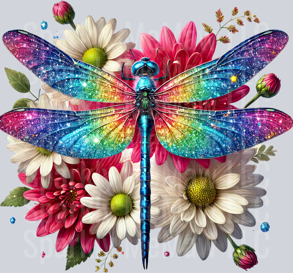 10 Floral Dragonfly UV DTF Clip Art Decal
