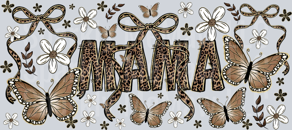 Mama Butterflies and Bows 16 oz UV DTF Wrap