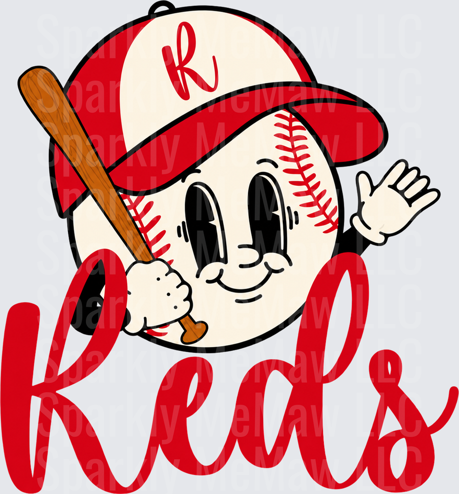 Reds Retro Baseball Mascot UV Decal Decal