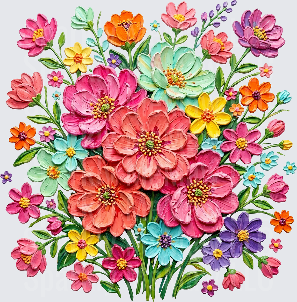Vibrant Wildflower Bouquet with Pink Orange Purple Blue Blooms UV DTF Decal
