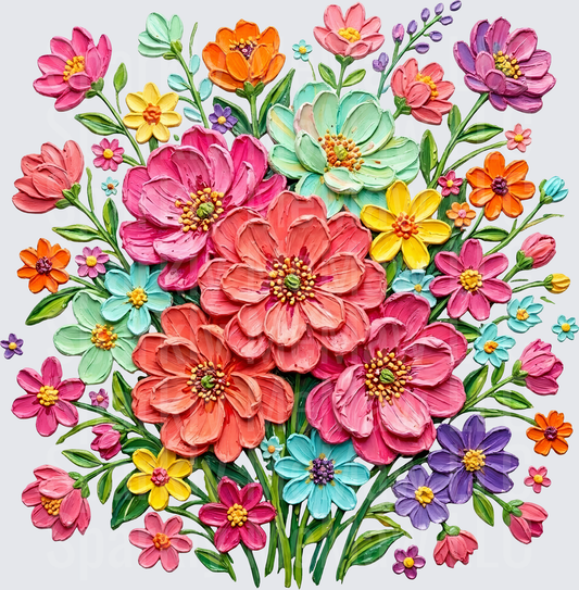 Vibrant Wildflower Bouquet with Pink Orange Purple Blue Blooms UV DTF Decal