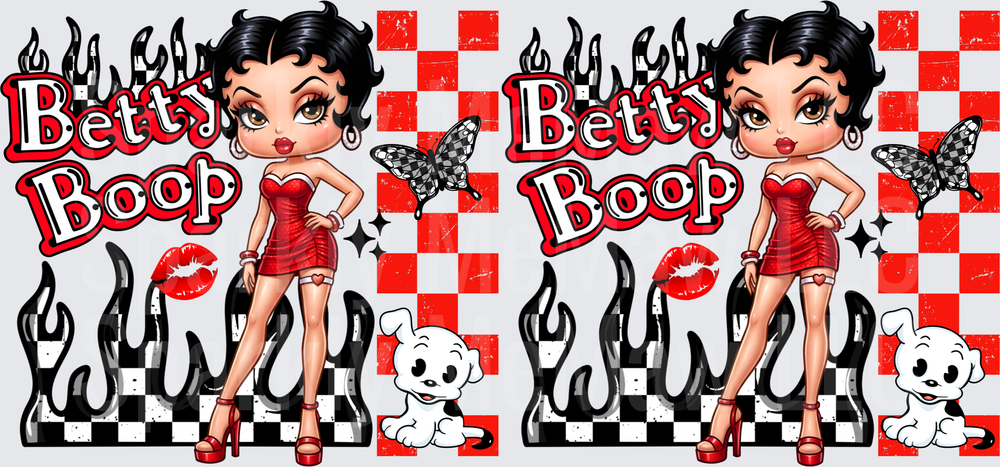 Betty Boop Red Dress Rockabilly This Is A UV DTF 16 OZ Wrap