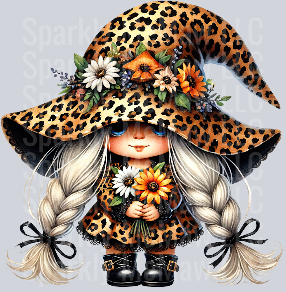 10 Leopard Print Gnome Girls Clipart Decal