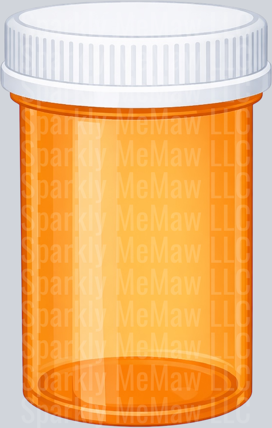 Orange Prescription Pill Bottle with White Cap UV DTF Decal