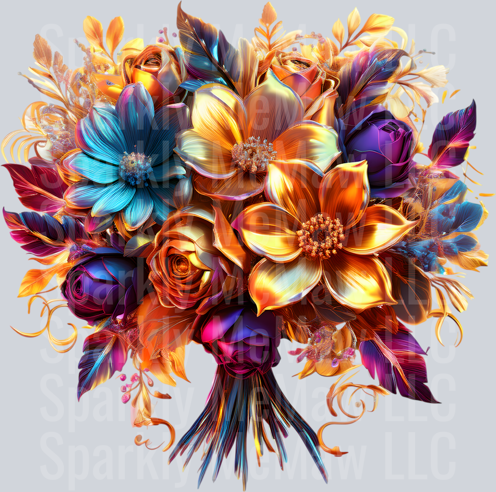 jewel tone floral clipart (143) UV DTF Decal