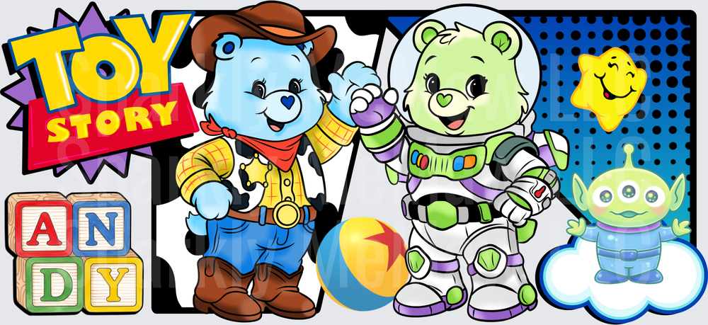 Care Bears Toy Story Mashup UV DTF 16 OZ Wrap