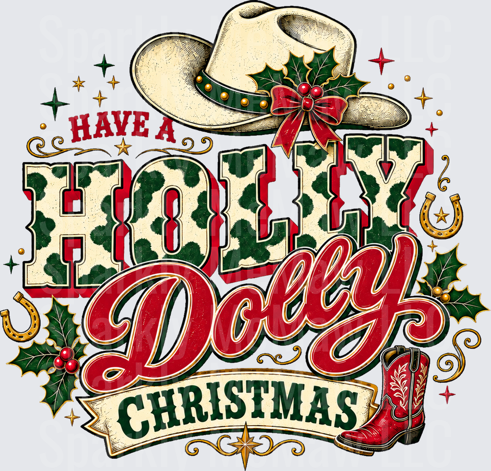 Have A Holly Dolly Christmas UV DTF Decal