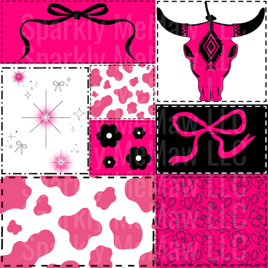 Western mix 10x10 Cut and Stick Patchwork UV DTF Set