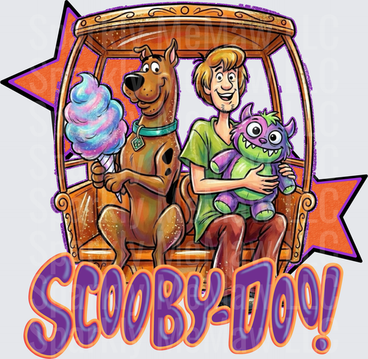 Scooby-Doo and Shaggy Carnival Ride Cotton Candy Monster Plush DTF Transfer (fabrics)