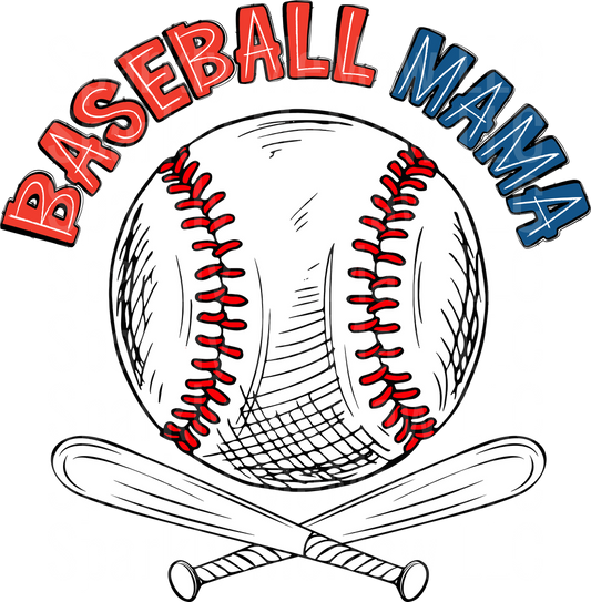 Baseball Mama with Crossed Bats and Baseball UV DTF Decal