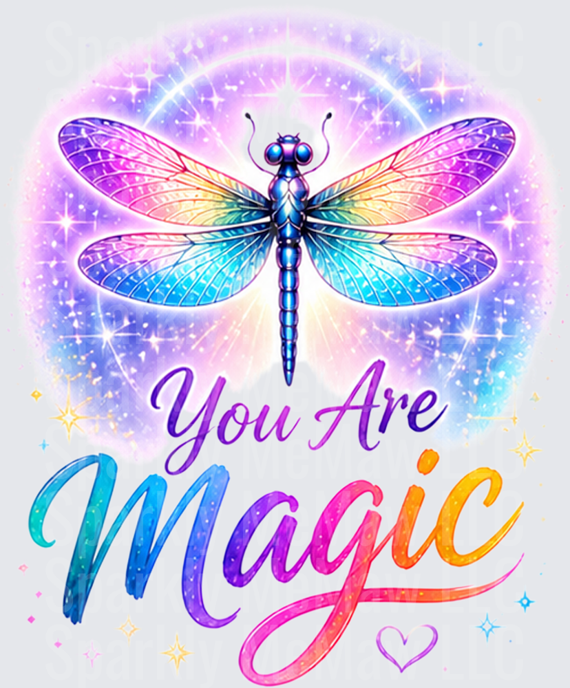 Rainbow Dragonfly You Are Magic Inspirational Quote UV DTF Decal