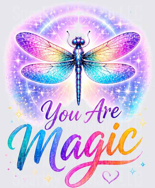 Rainbow Dragonfly You Are Magic Inspirational Quote UV DTF Decal