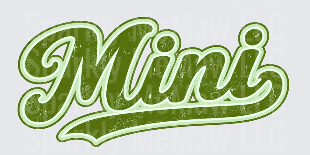 Mini Retro Script Green UV DTF Decal