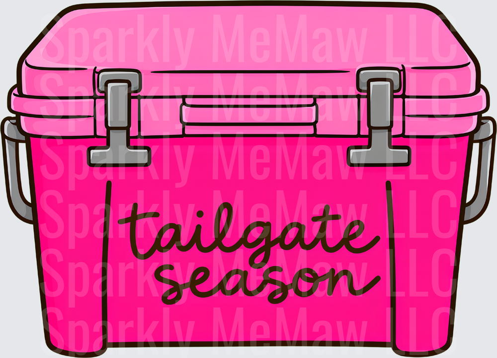 Pink Tailgate Season Cooler uv dtf decal