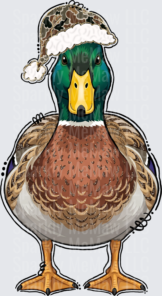 Mallard Duck Christmas Santa Hat UV DTF Decal