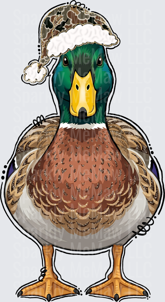 Mallard Duck Christmas Santa Hat UV DTF Decal