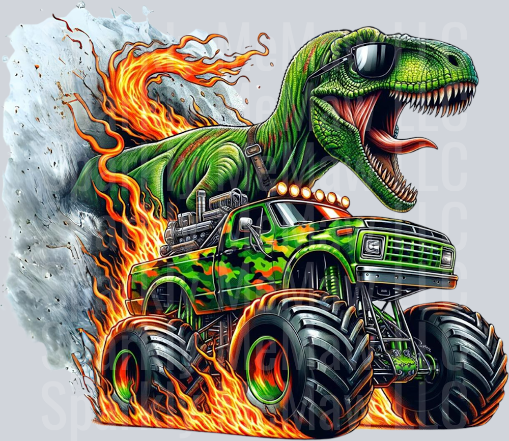 Monster Truck Dino  UV DTF Decal
