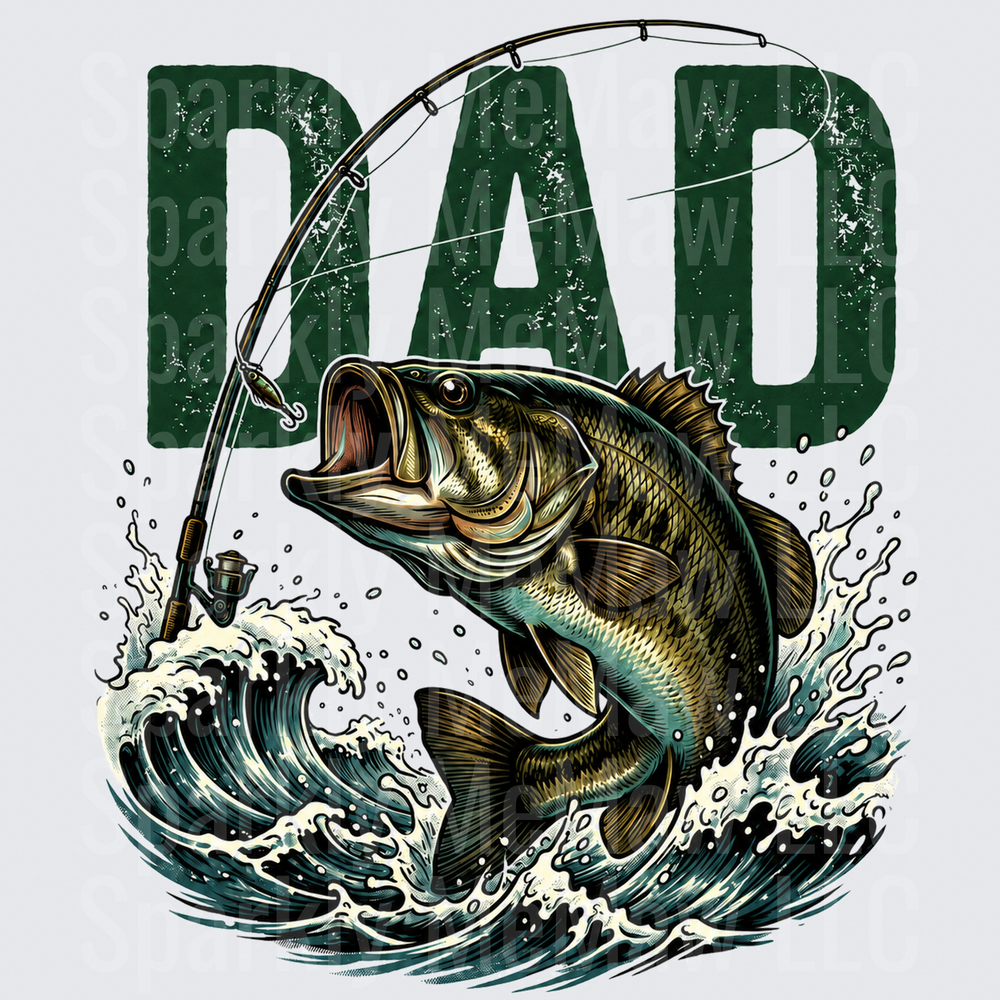 DAD Largemouth Bass Fishing UV DTF Decal