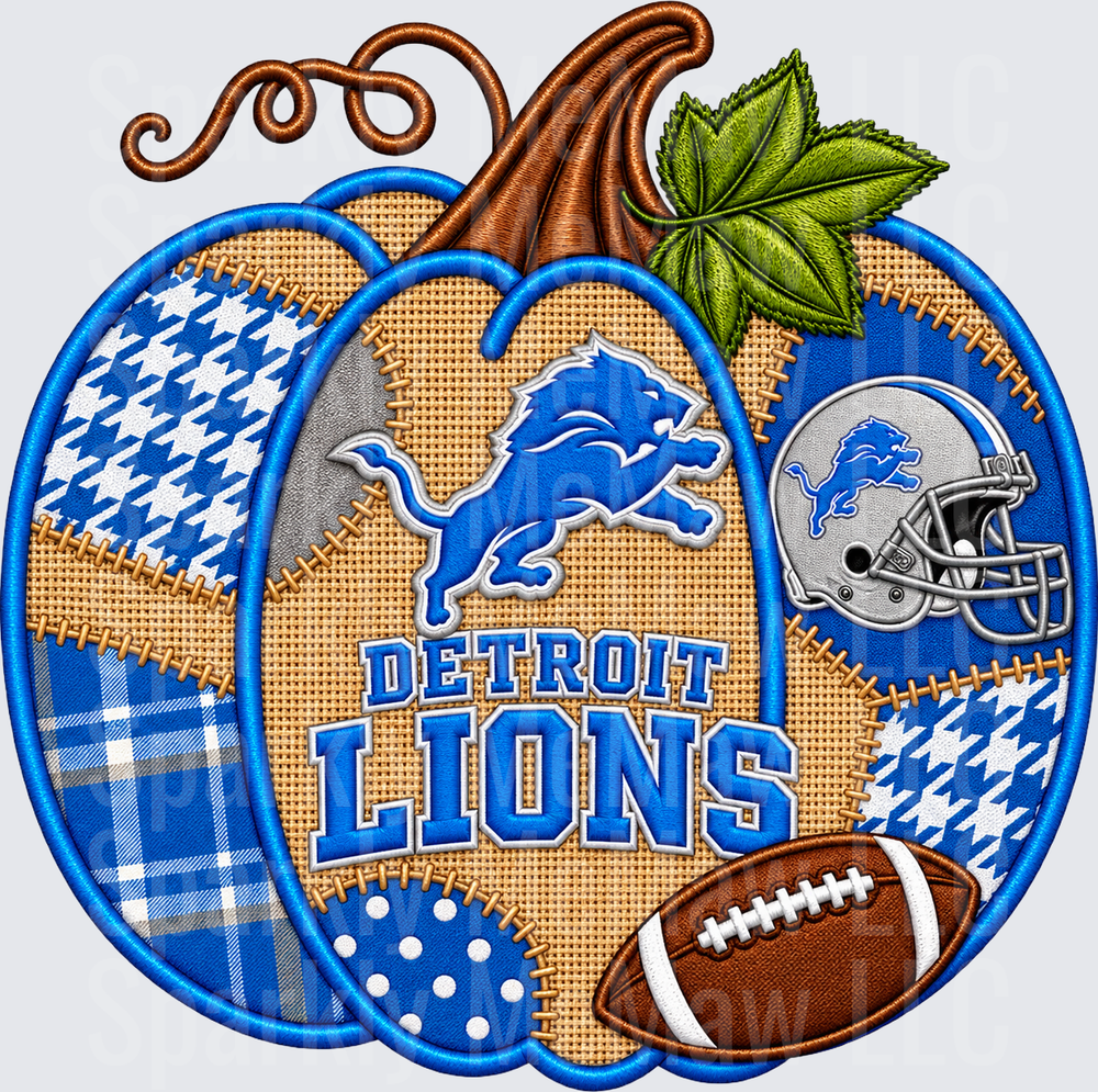 Detroit Lions Fall Pumpkin UV DTF Decal