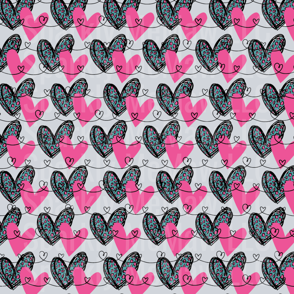 Pink with leopard heart 10x10 UV DTF Sheet