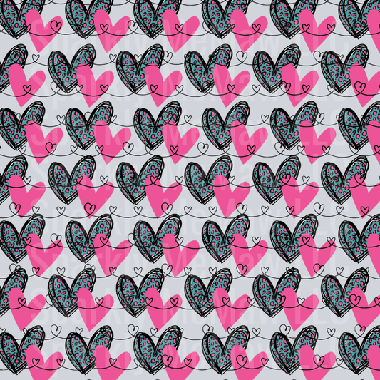 Pink with leopard heart 10x10 UV DTF Sheet