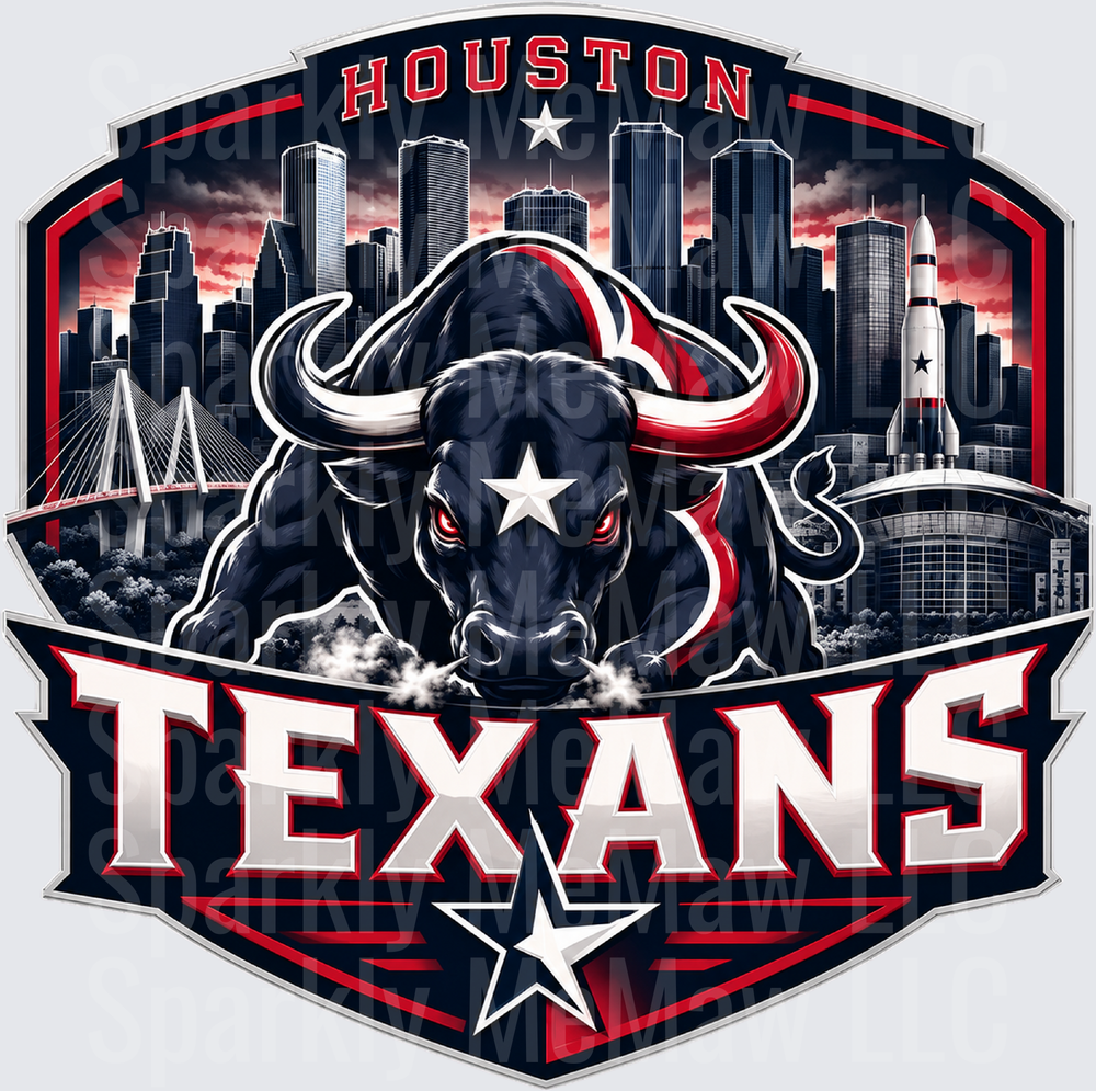 Houston Texans Bull Skyline UV DTF Decal